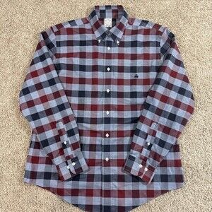 Brooks Brothers Regent Mens Large Plaid Button Down Shirt Supima Cotton EUC